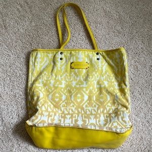 Isabella Fiore Yellow tote bag leather handles and bottom
